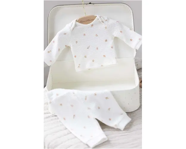 Tartine et Chocolat pijamale de bumbac pentru copii culoarea alb, modelator