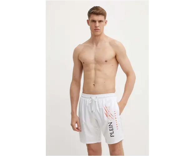 PLEIN SPORT pantaloni scurti de baie culoarea alb