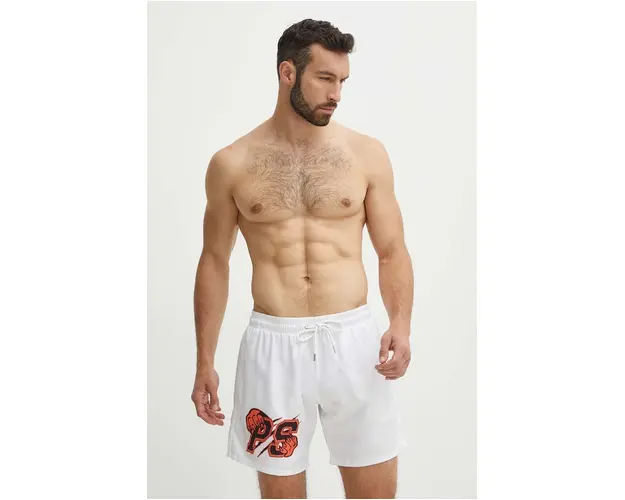 PLEIN SPORT pantaloni scurti de baie culoarea alb