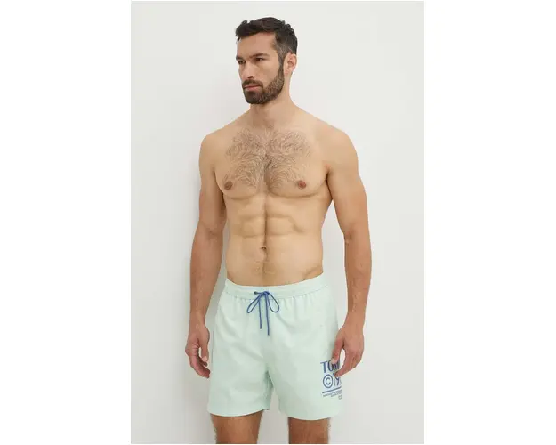 Tommy Jeans pantaloni scurti de baie culoarea verde, UM0UM03145