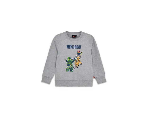 Lego hanorac de bumbac pentru copii culoarea gri, cu imprimeu