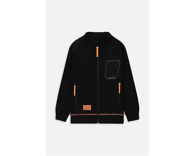 Coccodrillo hanorac de bumbac pentru copii culoarea negru, neted