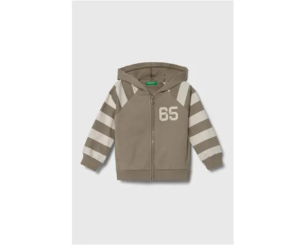 United Colors of Benetton bluza copii culoarea verde, cu gluga, modelator