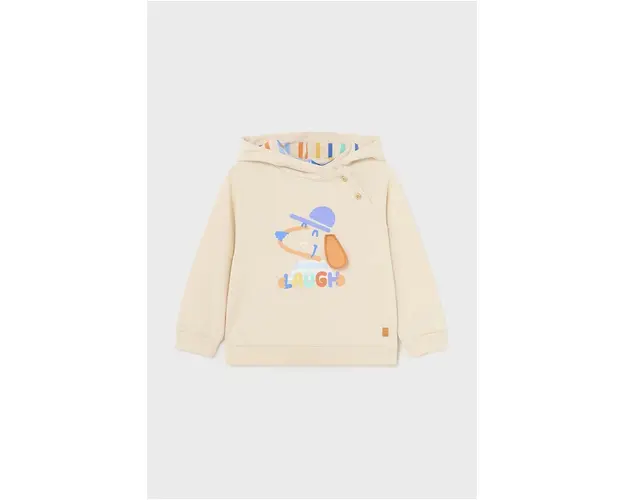 Mayoral bluza bebe culoarea bej, cu gluga, cu imprimeu