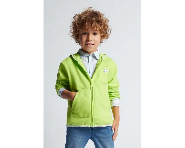 Mayoral bluza copii culoarea verde, cu gluga, neted
