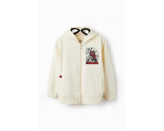 zippy hanorac de bumbac pentru copii culoarea bej, cu gluga, cu imprimeu