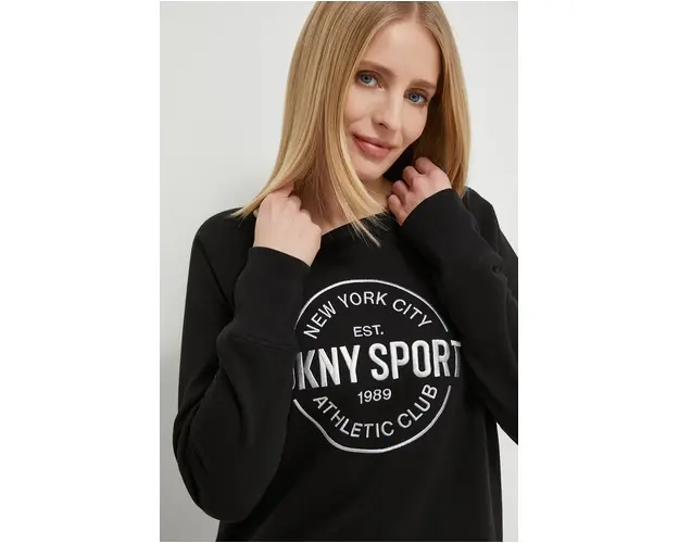 Dkny bluza femei, culoarea negru, cu imprimeu