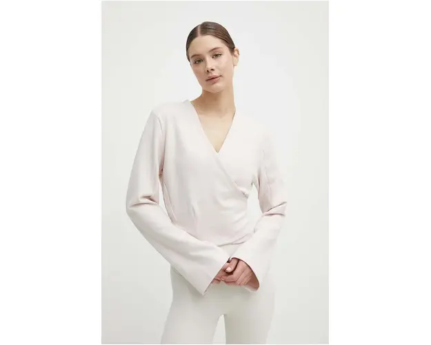 adidas Performance hanorac yoga culoarea bej, neted, IS2987