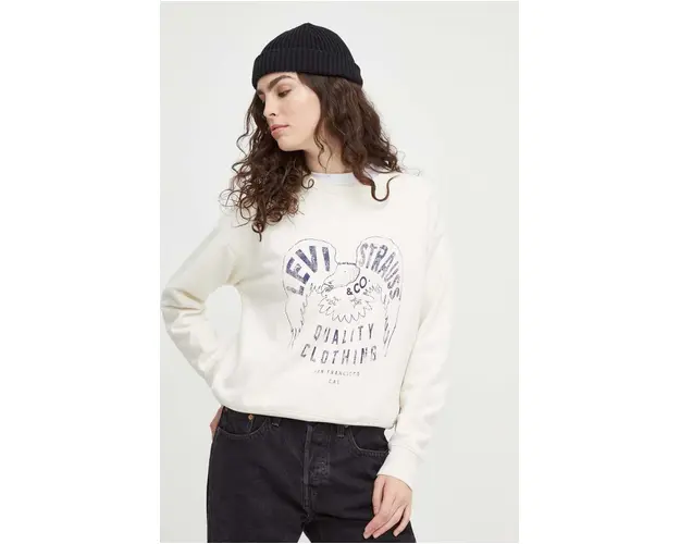 Levi's bluza femei, culoarea bej, cu imprimeu