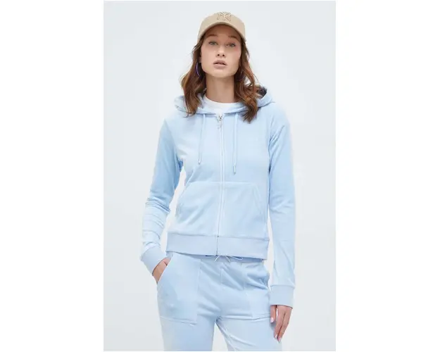 Juicy Couture bluza din velur cu gluga, cu imprimeu