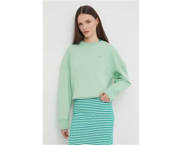 Pepe Jeans bluza femei, culoarea verde, neted