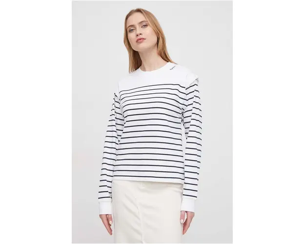 Pepe Jeans hanorac de bumbac femei, culoarea alb, modelator