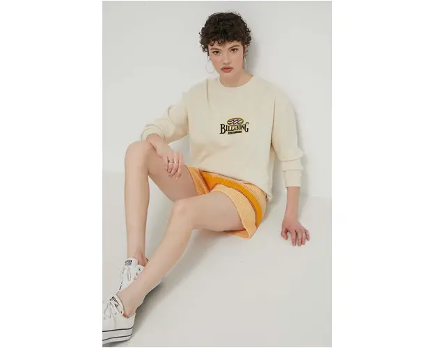 Billabong hanorac de bumbac Since 73 femei, culoarea bej, cu imprimeu, UBJZT00383