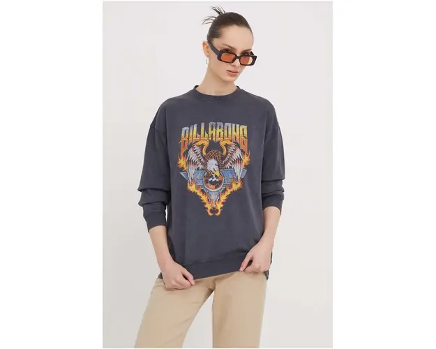 Billabong bluza femei, culoarea gri, cu imprimeu