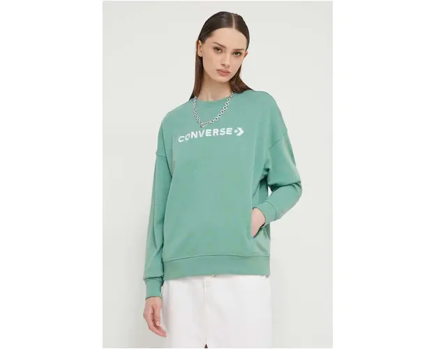 Converse bluza femei, culoarea verde, cu imprimeu