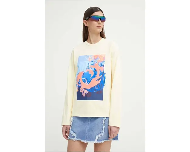 Résumé longsleeve din bumbac AlessioRS LS Tee Unisex culoarea galben, 20201105