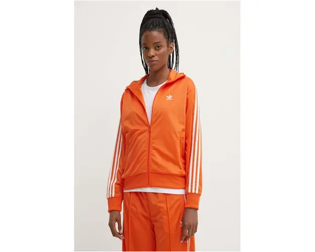adidas Originals bluza femei, culoarea portocaliu, cu imprimeu, IP0610