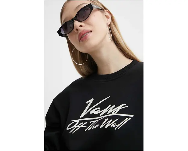 Vans bluza femei, culoarea negru, cu imprimeu
