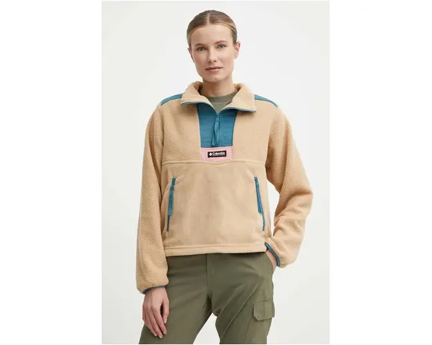 Columbia hanorac fleece Riptide culoarea bej, modelator, 2074551