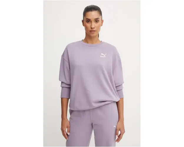 Puma hanorac de bumbac BETTER CLASSIC femei, culoarea violet, neted, 624231