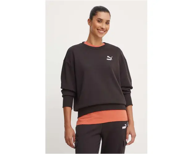 Puma hanorac de bumbac BETTER CLASSIC femei, culoarea negru, neted, 624231