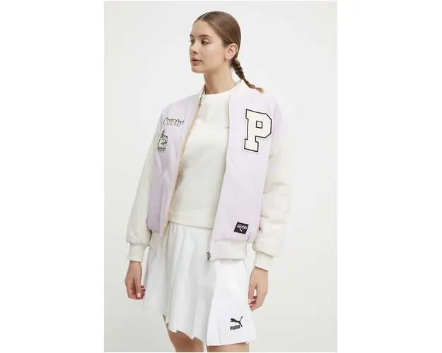 Puma geaca bomber cu doua fete PUMA X SOPHIA CHANG femei, culoarea roz, 624627