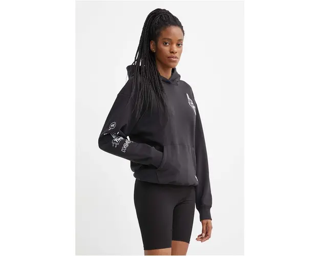 Puma hanorac de bumbac PUMA X SOPHIA CHANG femei, culoarea negru, cu gluga, cu imprimeu, 624629