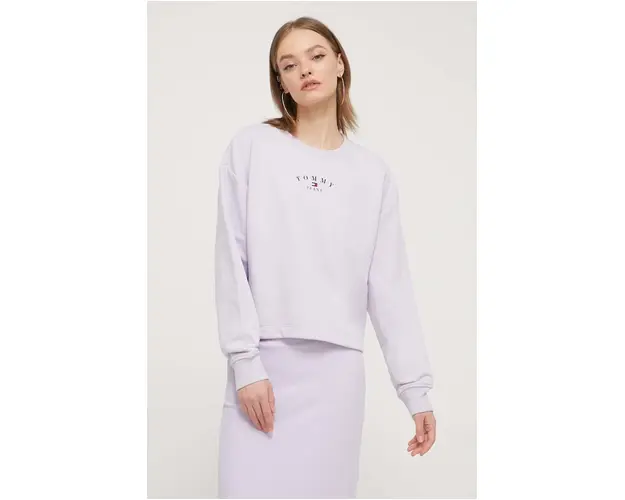 Tommy Jeans bluza femei, culoarea violet, cu imprimeu DW0DW18143