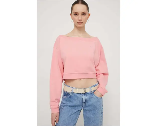 Tommy Jeans bluza femei, culoarea roz, uni DW0DW17956