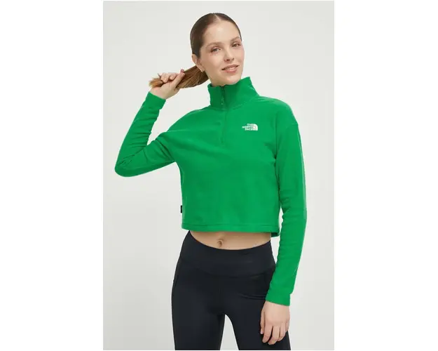 The North Face hanorac 100 Glacier Cropped culoarea verde, neted, NF0A855NPO81