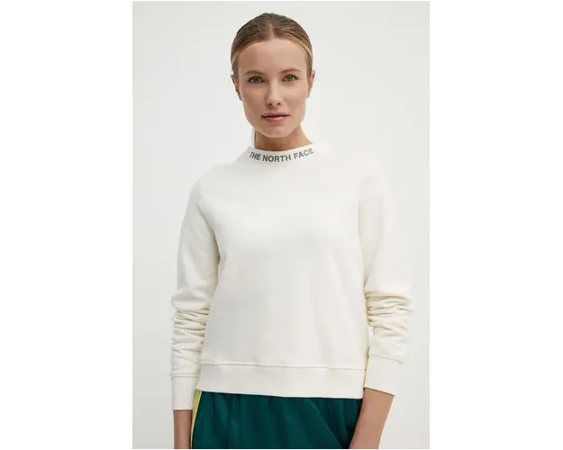 The North Face hanorac de bumbac femei, culoarea bej, cu imprimeu, NF0A87DHQLI1