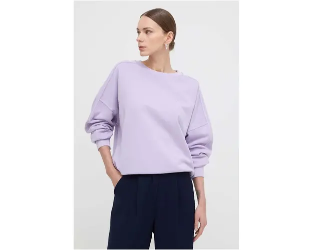 BOSS Orange hanorac de bumbac femei, culoarea violet, uni 50511690