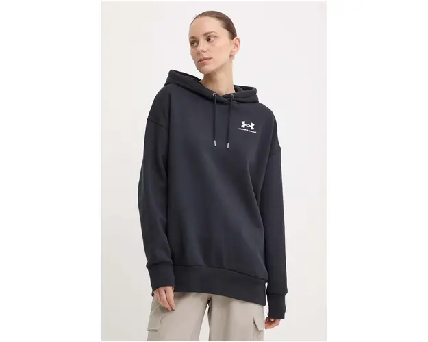Under Armour bluza femei, culoarea negru, cu gluga, neted
