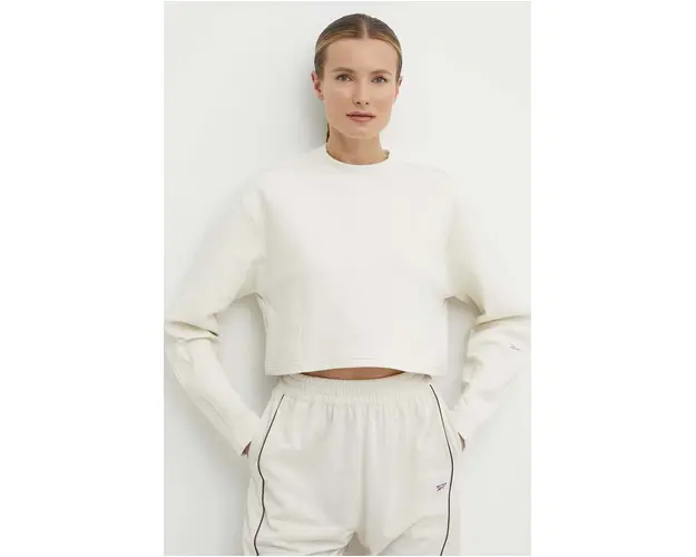 Reebok bluza Active Collective femei, culoarea bej, neted, 100076297