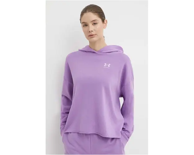 Under Armour hanorac de antrenament Rival culoarea violet, cu gluga, neted