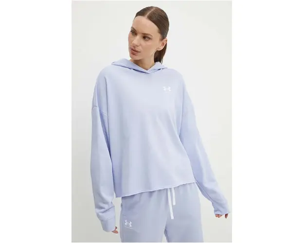 Under Armour hanorac de antrenament Rival culoarea violet, cu gluga, neted