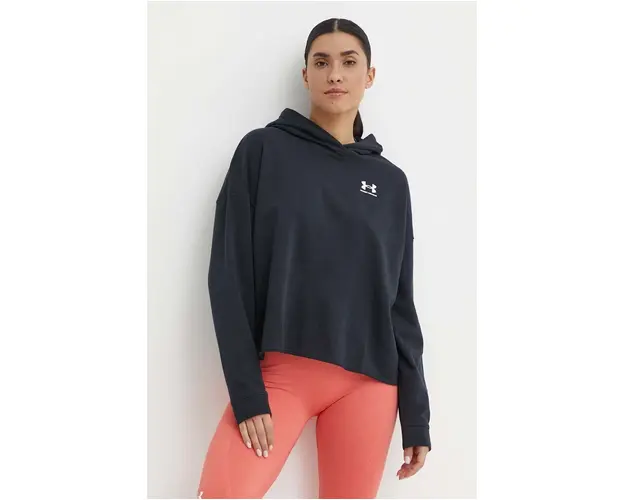 Under Armour hanorac de antrenament Rival culoarea negru, cu gluga, neted