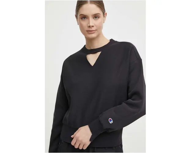 Champion bluza femei, culoarea negru, neted, 117345