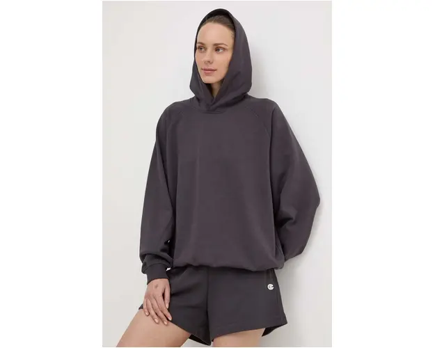 Champion bluza femei, culoarea gri, cu gluga, neted, E10001