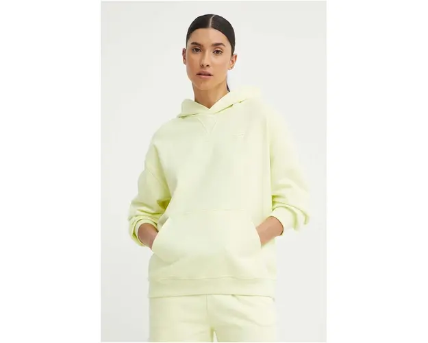 New Balance hanorac de bumbac femei, culoarea verde, cu gluga, neted, WT41537LLT