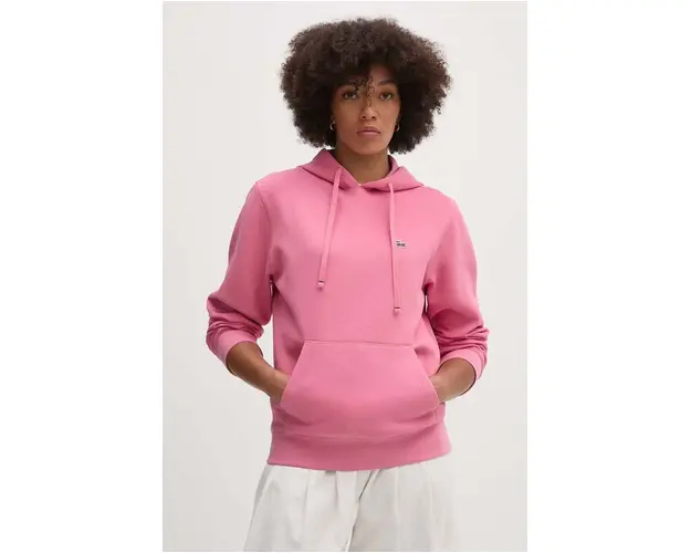 Lacoste bluza femei, culoarea roz, cu gluga, neted, SF8346