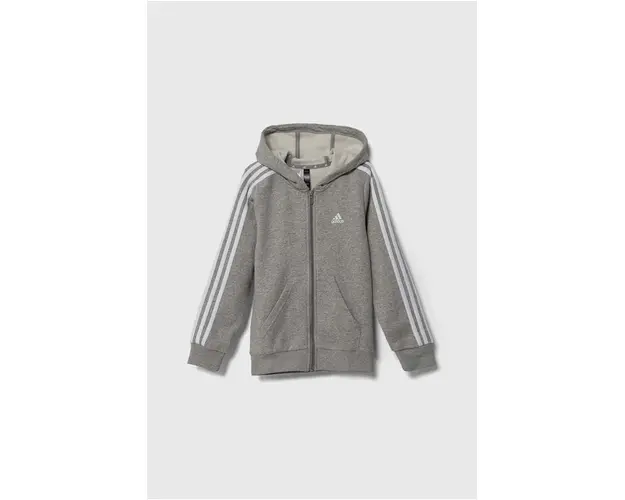 adidas bluza copii culoarea gri, cu gluga, melanj