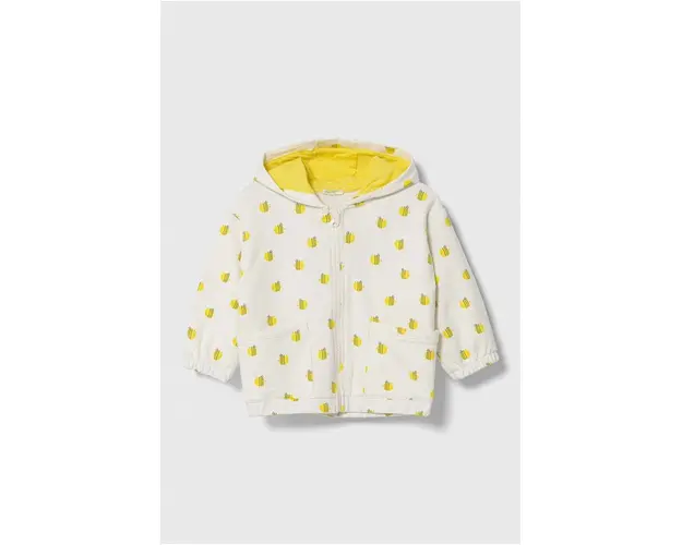 United Colors of Benetton bluza bebe culoarea bej, cu gluga, modelator