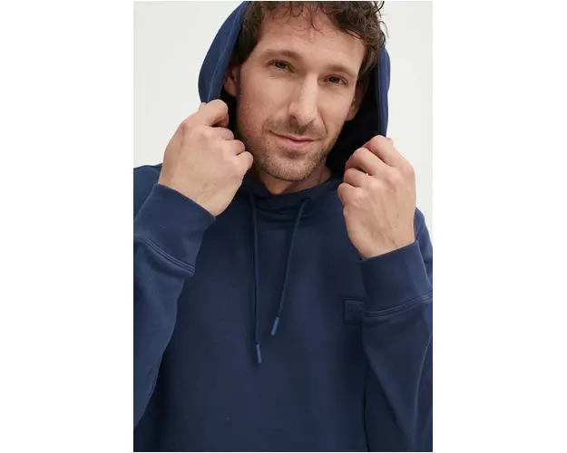 Boss Orange hanorac de bumbac barbati, cu gluga, neted, 50509314