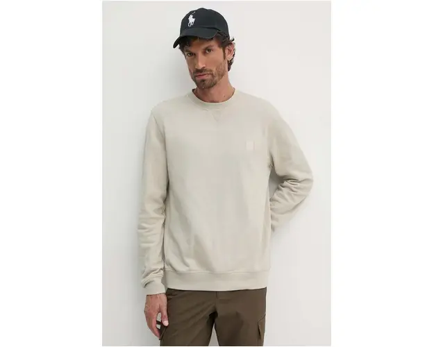 Boss Orange hanorac de bumbac barbati, culoarea bej, melanj, 50509323