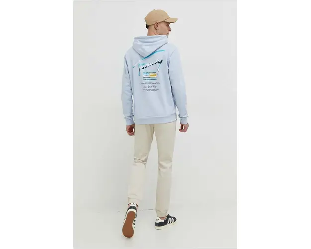 Tommy Jeans hanorac de bumbac barbati, cu gluga, imprimeu DM0DM18457