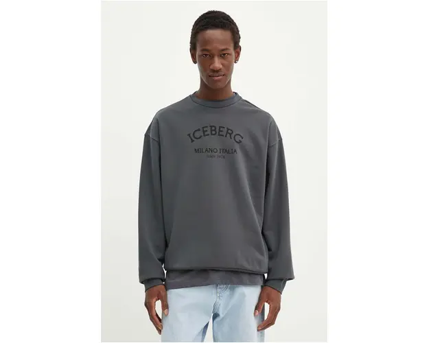 Iceberg bluza barbati, culoarea gri, cu imprimeu