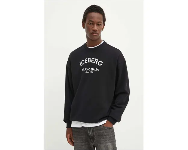 Iceberg bluza barbati, culoarea negru, cu imprimeu