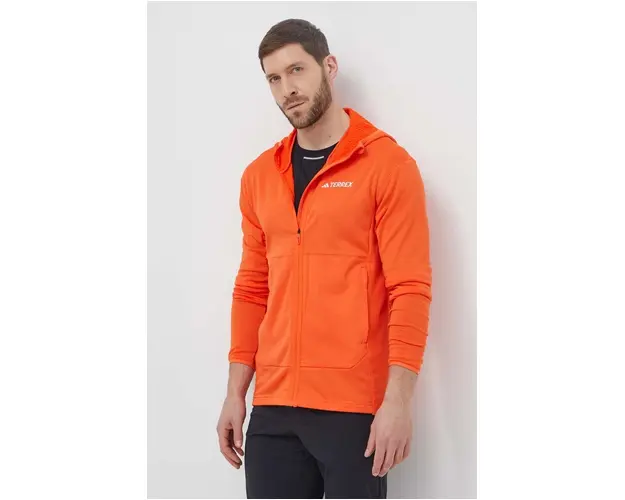 adidas TERREX hanorac Xperior culoarea portocaliu, cu gluga, neted, IQ3720