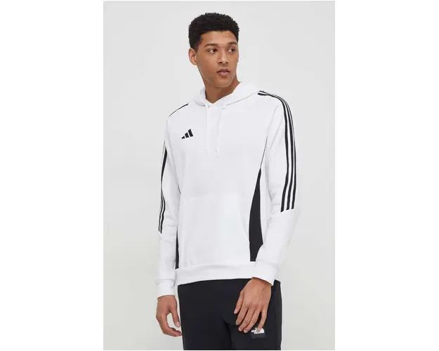 adidas Performance bluza trening Tiro 24 culoarea alb, cu gluga, cu imprimeu IR7547